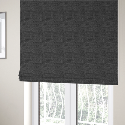 Cordoba Soft Plain Chenille In Black Colour Upholstery Fabric CTR-2934 - Roman Blinds