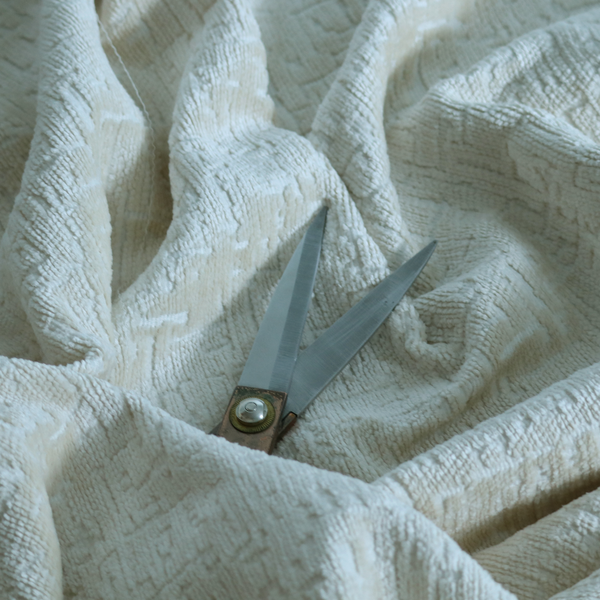 Dover Chenille Semi Plain In Cream Colour Upholstery Fabric CTR-2942