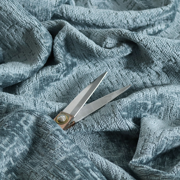 Dover Chenille Semi Plain In Teal Blue Colour Upholstery Fabric CTR-2948