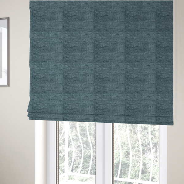Dover Chenille Semi Plain In Teal Blue Colour Upholstery Fabric CTR-2948 - Roman Blinds