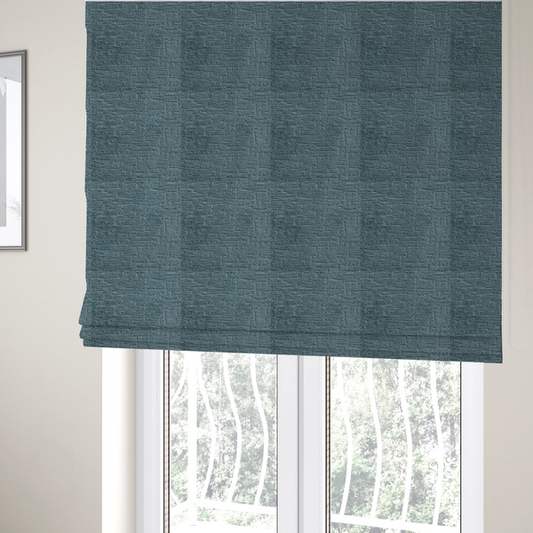 Dover Chenille Semi Plain In Teal Blue Colour Upholstery Fabric CTR-2948 - Roman Blinds