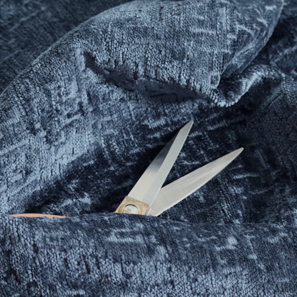 Dover Chenille Semi Plain In Blue Colour Upholstery Fabric CTR-2949