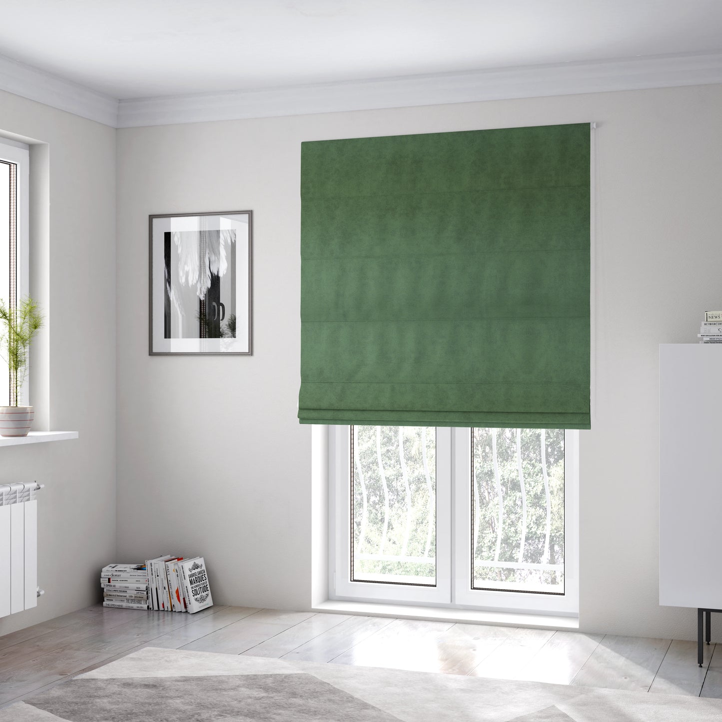 Elkhart Collection Soft Thick Durable Faux Suede Fabric In Green Colour Upholstery Fabric CTR-295 - Roman Blinds