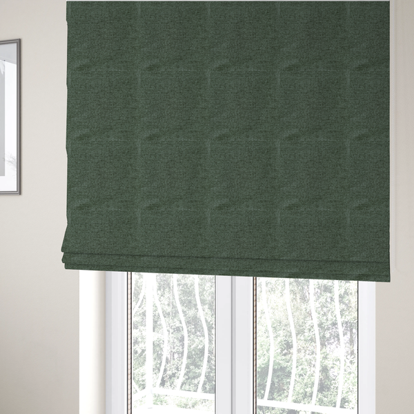 Patterdale Chenille Plain In Green Colour Upholstery Fabric CTR-2958 - Roman Blinds