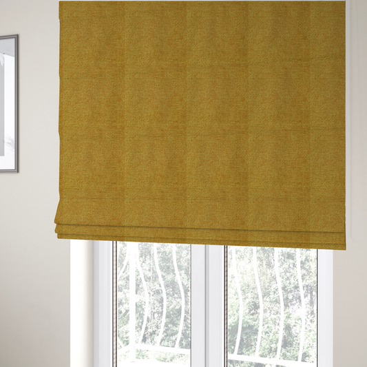 Patterdale Chenille Plain In Gold Colour Upholstery Fabric CTR-2972 - Roman Blinds
