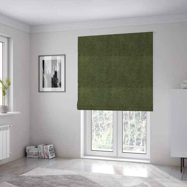 Ohio Dotted Soft Textured In Corduroy Upholstery Fabric Forest Green Colour CTR-2993 - Roman Blinds