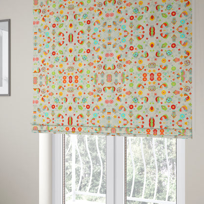 Playtime Printed Cotton Fabrics Collection Multi Colour Pattern Water Repellent Upholstery Fabric CTR-302 - Roman Blinds