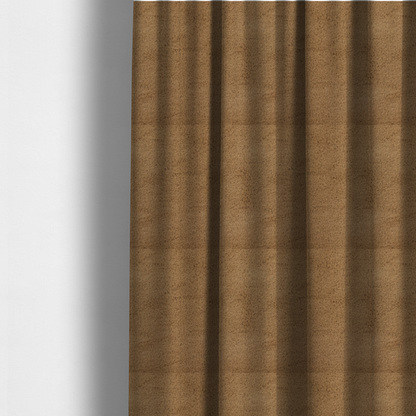 The fabric used to create these made-to-measure curtains is a luxurious faux fur fabric in a rich tobacco or medium brown shade. The material features a dense, velvet-like pile that creates a soft, textured surface with a subtle matte finish. The deep, warm brown colour has a natural-looking depth, with fine fibres that catch the light to reveal a plush, high-density grain.