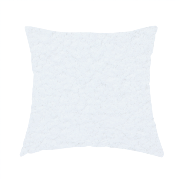 The fabric used to create this handmade cushion features a high-pile, textured surface that mimics the cosy appearance of shearling or faux sheepskin.