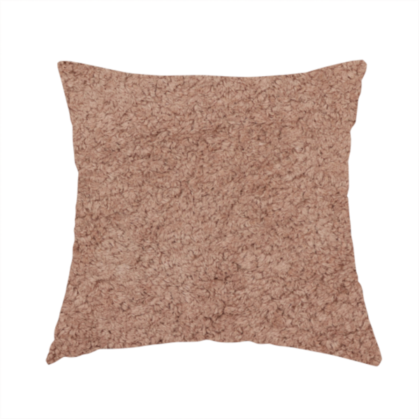 The fabric used to create this handmade cushion features a high-pile faux fur texture that provides a warm, sophisticated aesthetic with a rich tactile quality.