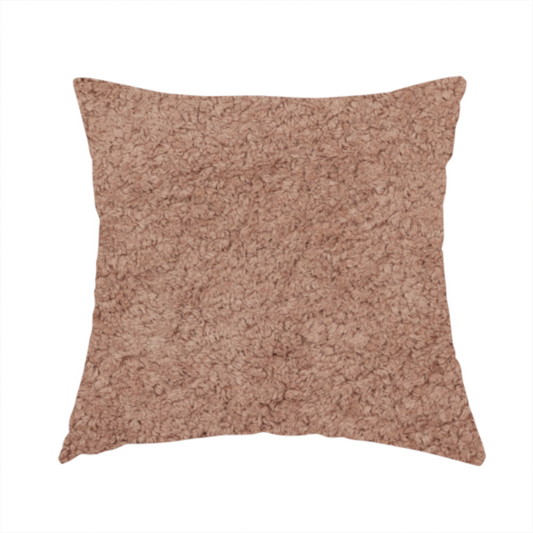 The fabric used to create this handmade cushion features a high-pile faux fur texture that provides a warm, sophisticated aesthetic with a rich tactile quality.
