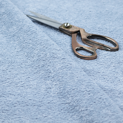 A soft, light blue fabric with a dense, uniform, and plush pile.