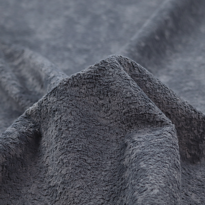A plush shark grey fabric with a dense, uniform, textured pile like thick fleece.