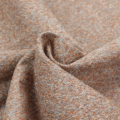 A terracotta, and soft blue-grey textured upholstery fabric with a durable finish.