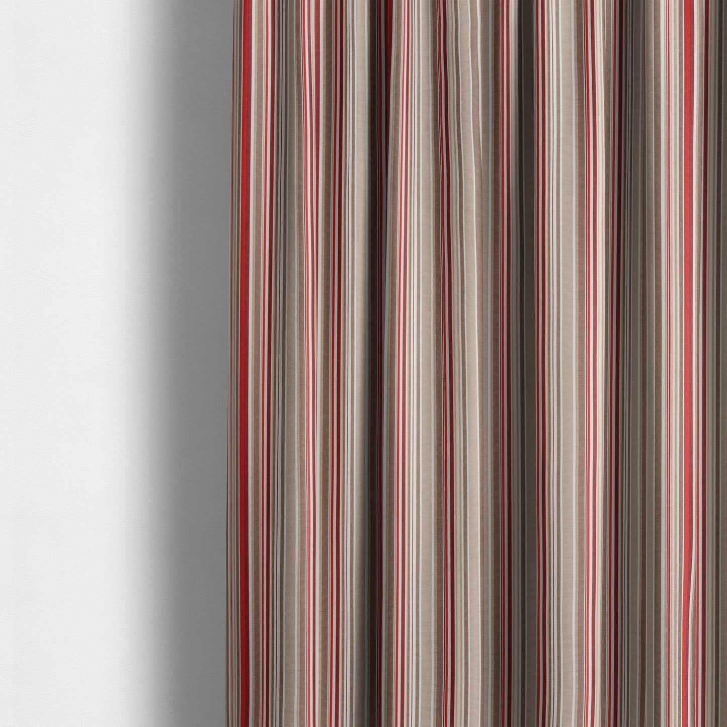 Playtime Printed Velour Fabrics Collection Brown Red Colour Striped Pattern Upholstery Fabric CTR-308 - Made To Measure Curtains