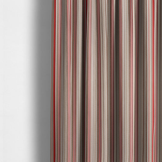 Playtime Printed Velour Fabrics Collection Brown Red Colour Striped Pattern Upholstery Fabric CTR-308 - Made To Measure Curtains