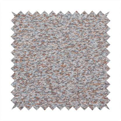 A muted blue-grey and earthy terracotta mixed textured upholstery fabric.