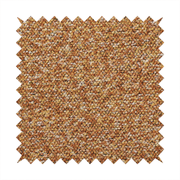A rich mustard yellow and dark brown textured upholstery fabric.