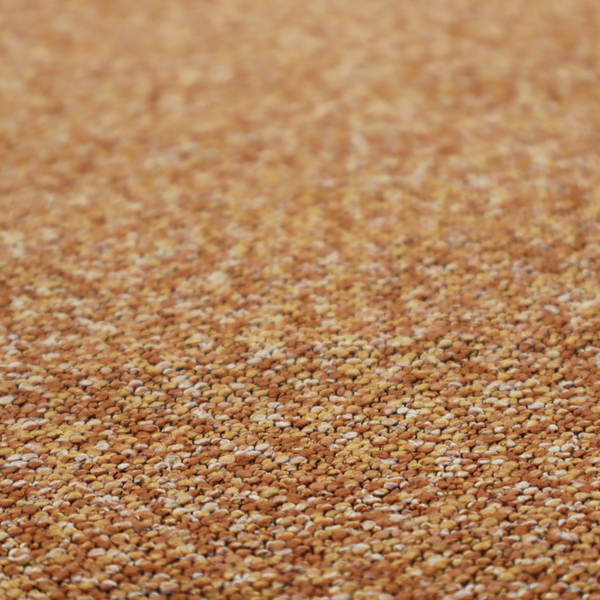 A rich mustard yellow and dark brown textured upholstery fabric.