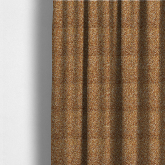 The fabric used to create these made-to-measure curtains is a rich mustard yellow and dark brown textured upholstery fabric.