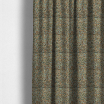 The fabric used to create these made-to-measure curtains is a earthy blend of forest green, terracotta, and grey textured upholstery fabric.