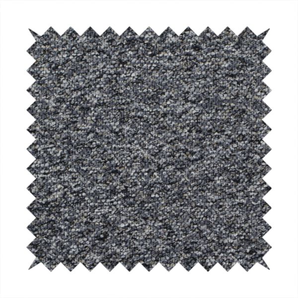 A textured, nubby fabric surface in shades of charcoal, slate, and light grey. The speckled pattern suggests a durable, tightly woven material, ideal for upholstery.