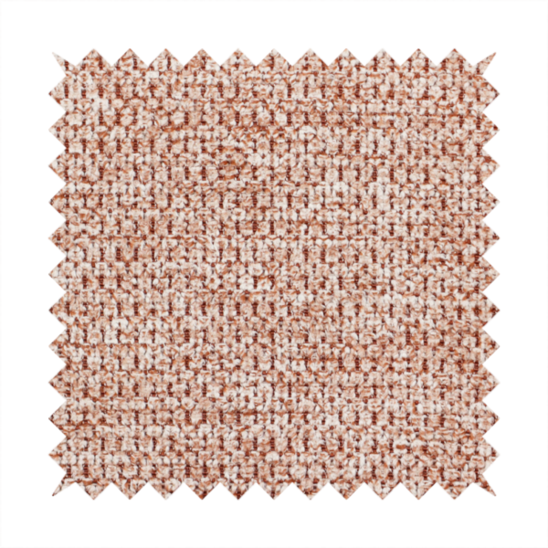 A textured, multi-tonal terracotta and cream fabric. The material features a dense, rhythmic weave that creates a speckled or "salt and pepper" effect. The colour is a warm, earthy copper palette, achieved by blending burnt orange or clay-coloured threads with lighter off-white fibres for a rich, weathered appearance.