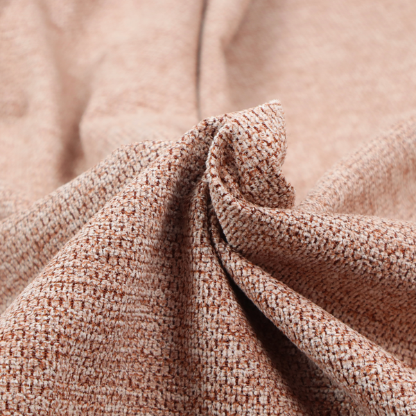 A textured, multi-tonal terracotta and cream fabric. The material features a dense, rhythmic weave that creates a speckled or "salt and pepper" effect. The colour is a warm, earthy copper palette, achieved by blending burnt orange or clay-coloured threads with lighter off-white fibres for a rich, weathered appearance.