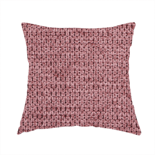 The fabric used to create this handmade cushion is a textured fabric in a deep dusty rose or muted berry tone. The material features a tight, uniform weave with a distinct honeycomb-like structure. The colour is a rich, cool-toned mauve, achieved by blending darker plum threads with lighter pink fibres, creating a subtle weathered effect that adds depth and sophistication.