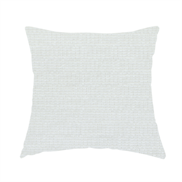 The fabric used to create these handmade cushions is a off-white fabric with a prominent horizontal ribbed texture. The weave features thicker, raised cream threads that create a subtle striped effect on a matte, textured surface, ideal for modern interior design.