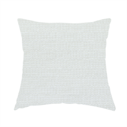 The fabric used to create these handmade cushions is a off-white fabric with a prominent horizontal ribbed texture. The weave features thicker, raised cream threads that create a subtle striped effect on a matte, textured surface, ideal for modern interior design.
