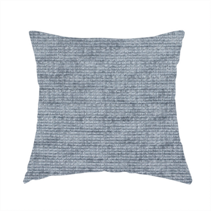 The fabric used to create this handmade cushion is a slate grey fabric with a dense horizontal ribbed texture. The material features a plush, velvety pile with subtle mottled highlights, creating a rich, tactile surface that offers both depth and a modern, clean aesthetic.