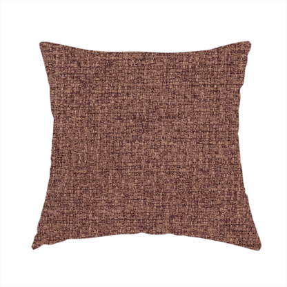 The fabric used to create these handmade cushions is a upholstery fabric in a rich cocoa or cedar brown shade. The textile features a dense, multi-tonal weave with interlaced threads of deep chocolate and warm earth tones, creating a sophisticated textured linen-look surface.