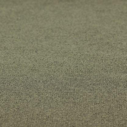 An upholstery fabric in an earthy olive or moss green shade. The textile features a dense, multi-tonal weave with interlaced threads of forest green, sage, and dark charcoal, creating a rich, textured linen-look surface with a matte finish.