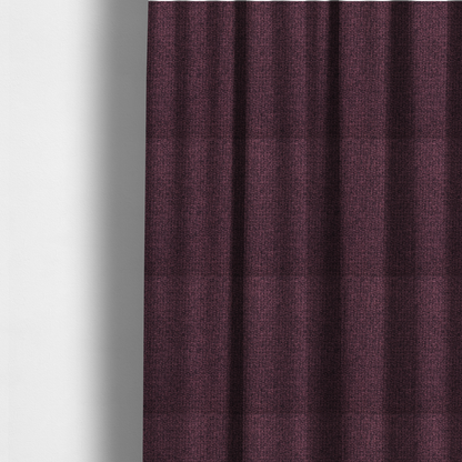 The fabric used to create these made-to-measure curtains is a upholstery fabric in a rich plum or deep burgundy shade. The textile features a dense, multi-tonal weave with interlacing threads of dark purple, berry, and charcoal, creating a textured, linen-look surface with a sophisticated matte finish.