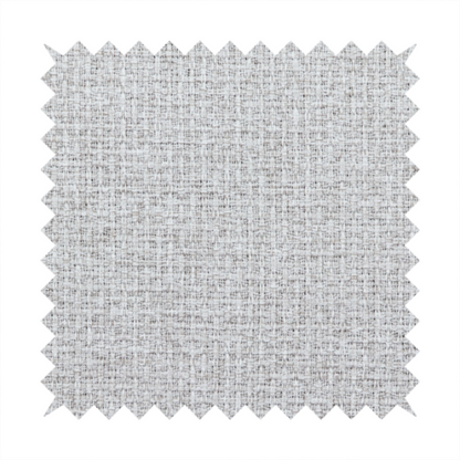 A fabric in a cool-toned light silver or pale grey. The weave features interlaced white and soft grey threads, creating a bright, contemporary textured finish.