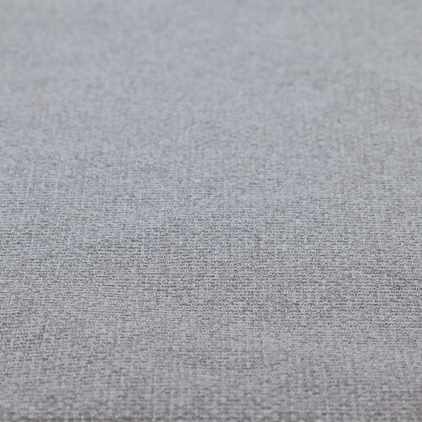 An upholstery fabric in a cool pebble grey. The interlacing of light grey and off-white threads creates a clean, contemporary basket weave pattern with a matte finish.