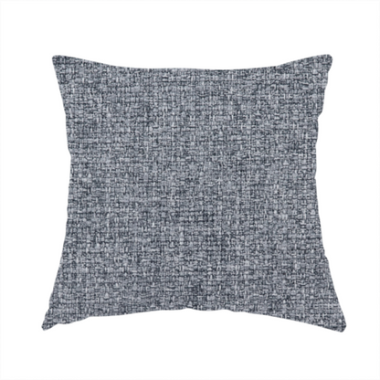 the fabric used to create this handmade cushion is a fabric in a dark steel or charcoal grey. The high-contrast weave features interlaced light grey and deep black fibres, creating a rugged, textured surface.