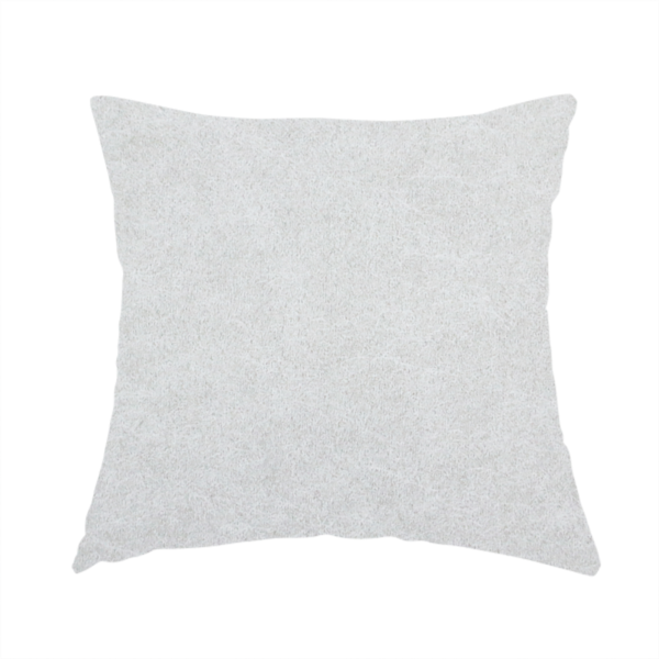 The fabric used to create this handmade cushion is an off-white with a dense, felt-like or fibrous texture. The material features a subtle, marbled appearance created by a blend of pale grey and off-white fibres, giving it a soft, matte finish similar to weathered wool or industrial felt.