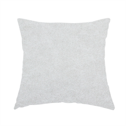 The fabric used to create this handmade cushion is an off-white with a dense, felt-like or fibrous texture. The material features a subtle, marbled appearance created by a blend of pale grey and off-white fibres, giving it a soft, matte finish similar to weathered wool or industrial felt.