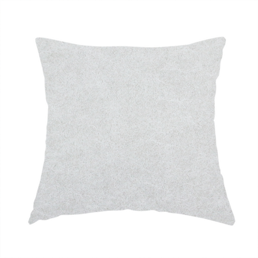 The fabric used to create this handmade cushion is an off-white with a dense, felt-like or fibrous texture. The material features a subtle, marbled appearance created by a blend of pale grey and off-white fibres, giving it a soft, matte finish similar to weathered wool or industrial felt.