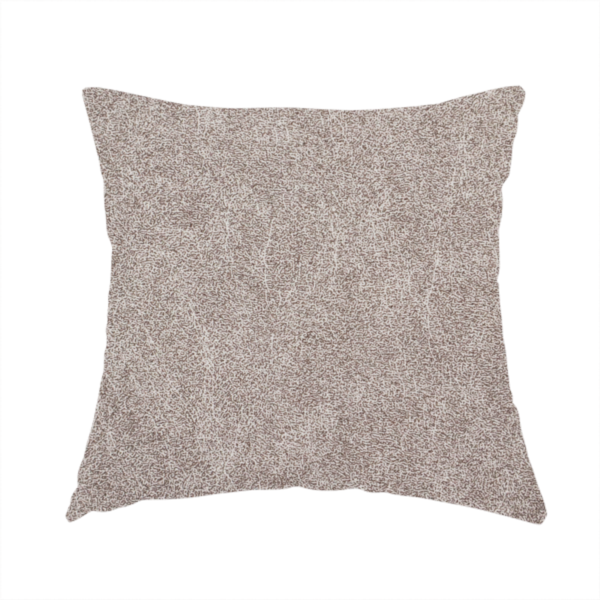 The fabric used to create these handmade cushions is a taupe or mushroom-coloured fabric with a rich, distressed texture. The material features a fine, pebble-like grain combined with thin, irregular light-coloured "crackle" lines that mimic the look of aged leather or pressed felt. The colour is a sophisticated blend of dusty brown and grey tones with ivory highlights.