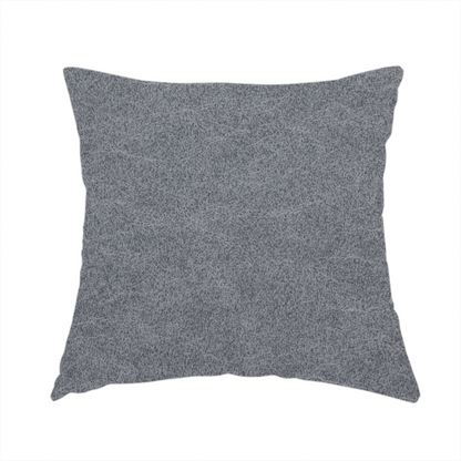 The fabric used to create this handmade cushion is a charcoal or slate grey fabric with a rich, distressed felt-like texture. The surface features an intricate, stippled pattern of deep grey fibres mixed with lighter silver highlights. It is characterized by organic, vein-like distressing and light-coloured crackle lines, mimicking the look of weathered leather or heavy-duty industrial felt.