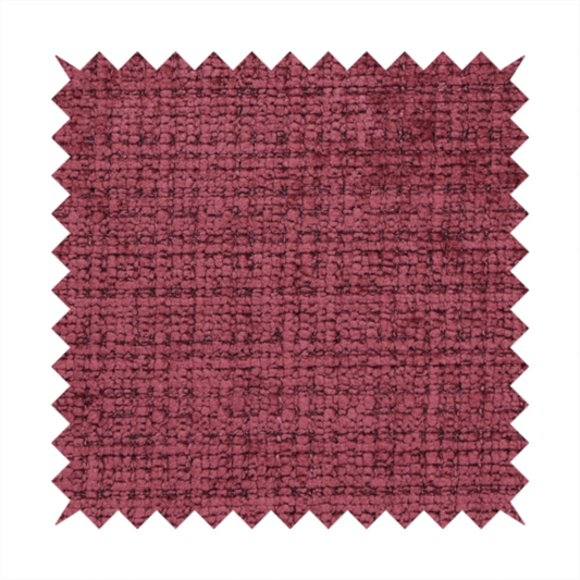 Scanno Weave upholstery fabric in a deep red shade, showcasing a detailed, woven texture with an interlocking grid pattern.