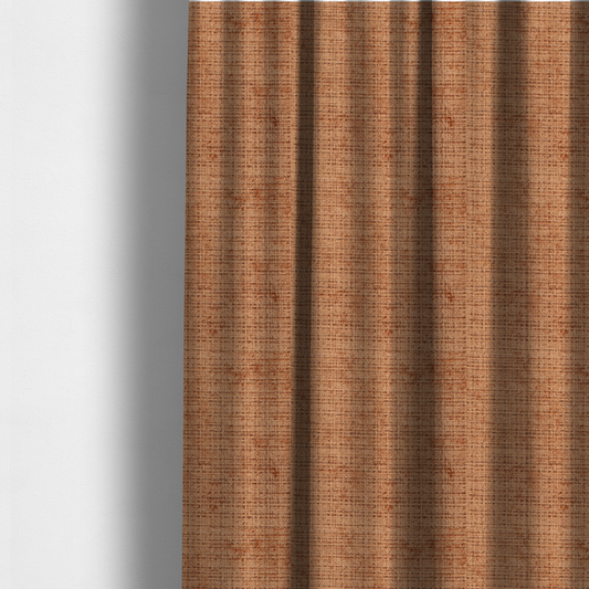 The fabric used to create these made-to-measure curtains is a Scanno Weave upholstery fabric in a warm tan shade, showcasing a detailed, woven texture with an interlocking grid pattern.