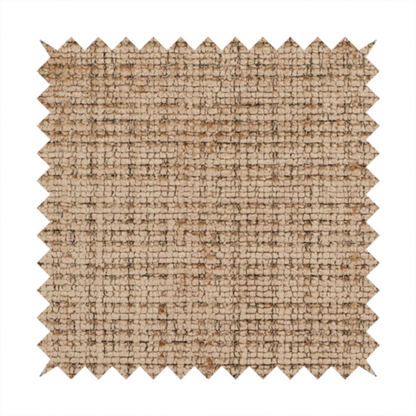 Scanno Weave upholstery fabric in a warm beige shade, showcasing a detailed, woven texture with an interlocking grid pattern.