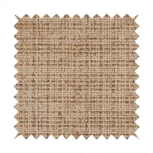 Scanno Weave upholstery fabric in a warm beige shade, showcasing a detailed, woven texture with an interlocking grid pattern.