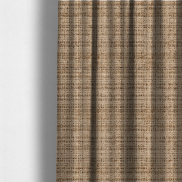 The fabric used to create these made-to-measure curtains is a Scanno Weave upholstery fabric in a warm beige shade, showcasing a detailed, woven texture with an interlocking grid pattern.