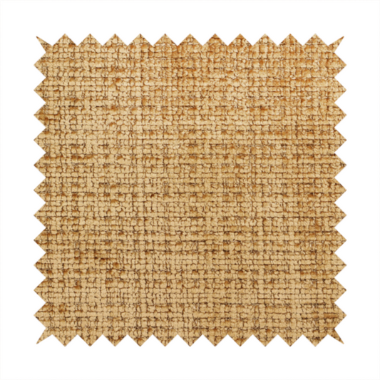 Scanno Weave upholstery fabric in a golden honey shade, showcasing a detailed, woven texture with an interlocking grid pattern.