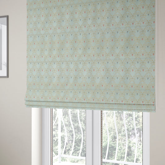 Saliha Regency Medallion Pattern Fabric Azure Collection Fabrics CTR-32 - Roman Blinds